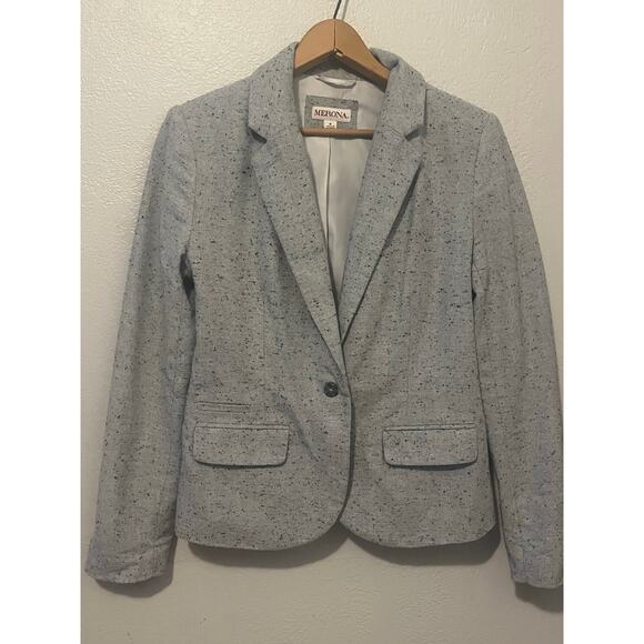Merona Jackets & Blazers - Women's Merona Gray Speckled Classy Preppy Work Career Jacket Blazer Size 8